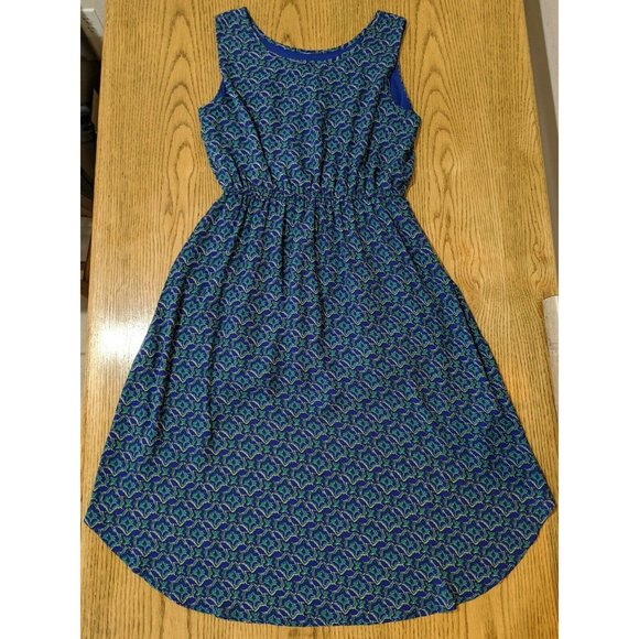 Angie Patterned High-Low Dress Blue Green Elastic Waist Women's Size Small - Picture 2 of 7